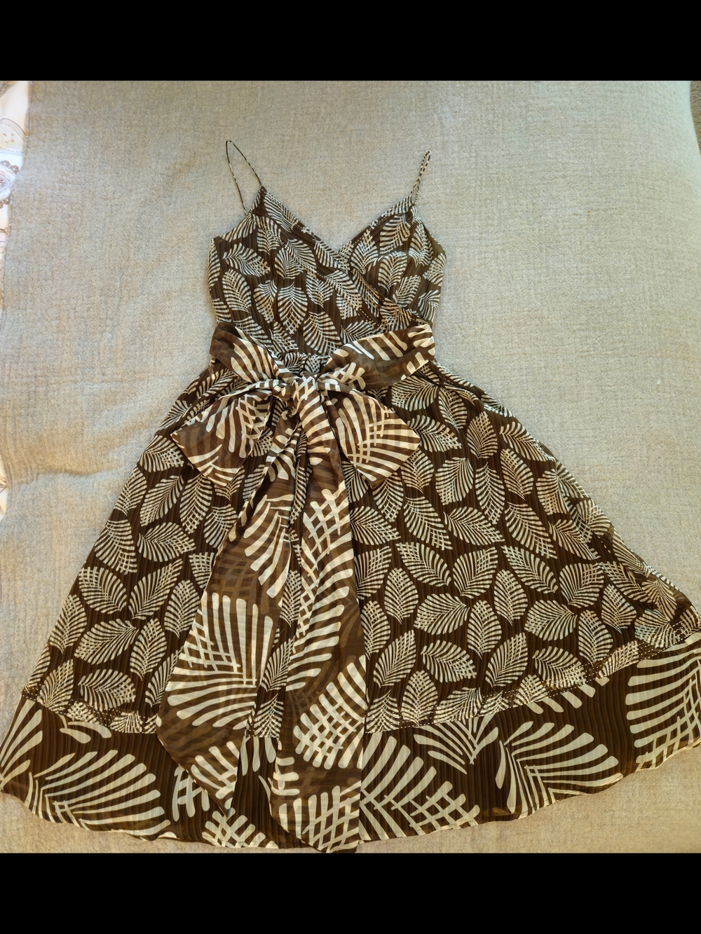 Tommy Bahama NWOT Silk Cotton Tropical Dress 2 Border Hem Midi Double Wrap Sash - Picture 12 of 17
